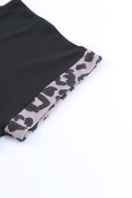 Load image into Gallery viewer, Black Contrast Solid Leopard Short Sleeve T-shirt Dress with Slits