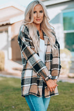 Load image into Gallery viewer, Rose Plaid Print Buttoned Shirt Jacket