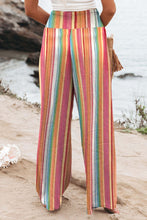 Load image into Gallery viewer, Multicolor Striped Smocked High Waist Wide Leg Pants