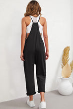 Load image into Gallery viewer, Black Pocketed Adjustable Spaghetti Strap Straight Leg Jumpsuit
