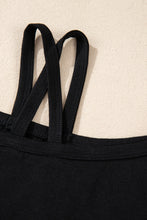 Load image into Gallery viewer, Black Asymmetric Criss Cross One Shoulder T Shirt