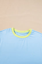 Load image into Gallery viewer, Sky Blue Color Block Detail Casual Two-piece Outfit
