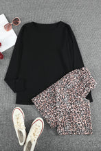 Load image into Gallery viewer, Long Sleeve Top and Leopard Print Pants Lounge Set
