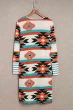 Load image into Gallery viewer, Multicolor Geometric Color Block Open Front Long Cardigan