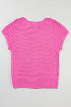 Load image into Gallery viewer, Pink Solid Loose Knit Short Dolman Sleeve Sweater