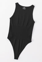 Load image into Gallery viewer, Black Solid Color Ribbed Sleeveless Sport Romper