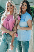 Load image into Gallery viewer, Green Tiered Sleeve Frilled Neck Dotted Top