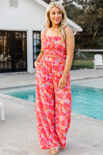 Load image into Gallery viewer, Green Boho Floral Sleeveless Wide Leg Pocket Pants Set