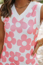 Load image into Gallery viewer, Pink Cute Flower Knitted V Neck Tank Top