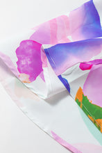 Load image into Gallery viewer, Purple Abstract Print Puff Sleeve Smocked Back Midi Dress