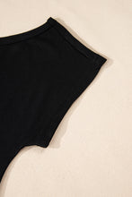 Load image into Gallery viewer, Black Asymmetric Criss Cross One Shoulder T Shirt