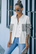 Load image into Gallery viewer, Black Contrast Leopard Denim Jacket