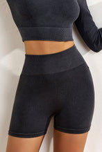 Load image into Gallery viewer, Red Seamless Ribbed Knit Butt Lifter Yoga Shorts