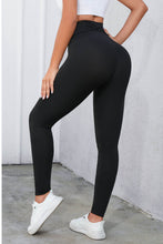 Load image into Gallery viewer, Black Criss Cross Tummy Control High Waist Leggings
