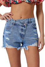 Load image into Gallery viewer, Sky Blue High Rise Crossover Waist Denim Shorts