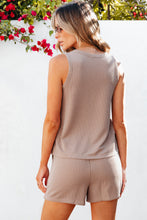 Load image into Gallery viewer, Smoke Gray Corded Sleeveless Top and Pocketed Shorts Set