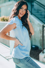 Load image into Gallery viewer, Green Tiered Sleeve Frilled Neck Dotted Top