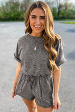 Load image into Gallery viewer, Beige Ribbed Elastic Waist Romper