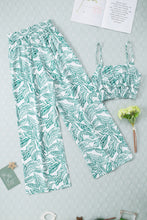 Load image into Gallery viewer, Green Boho Floral Sleeveless Wide Leg Pocket Pants Set