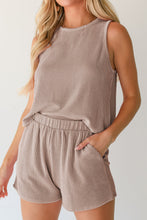 Load image into Gallery viewer, Smoke Gray Corded Sleeveless Top and Pocketed Shorts Set