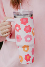 Load image into Gallery viewer, Multicolor Flower Print Handled Stainless Steel Vacuum Cup 40oz
