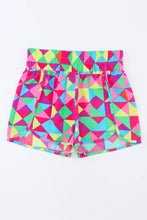 Load image into Gallery viewer, Multicolor Geometric High Waisted Athletic Shorts