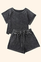 Load image into Gallery viewer, Black Acid Washed Short Lounge Set