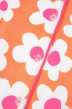 Load image into Gallery viewer, Orange Flower Print Short Sleeve Shirt Pajamas Set