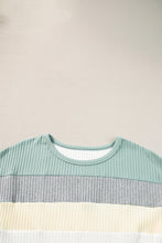 Load image into Gallery viewer, Moonlight Jade Ribbed Color Block Patchwork T-shirt