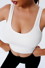 Load image into Gallery viewer, White Seamless U Neck Sleeveless Cropped Yoga Top