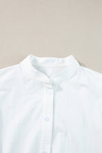 Load image into Gallery viewer, White Colorblock Rickrack Trim Short Sleeve Drawstring Waist Long Dress