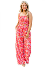 Load image into Gallery viewer, Green Boho Floral Sleeveless Wide Leg Pocket Pants Set