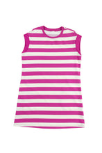 Load image into Gallery viewer, Rose Stripe Cap Sleeve Pocketed Shift T-shirt Dress