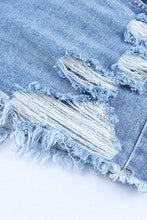 Load image into Gallery viewer, Sky Blue High Rise Crossover Waist Denim Shorts