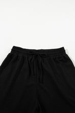 Load image into Gallery viewer, Black Casual Textured Tee and Drawstring Shorts Set