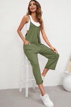 Load image into Gallery viewer, Black Pocketed Adjustable Spaghetti Strap Straight Leg Jumpsuit