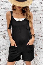 Load image into Gallery viewer, Black Adjustable Straps Pocketed Textured Romper