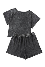 Load image into Gallery viewer, Black Acid Washed Short Lounge Set