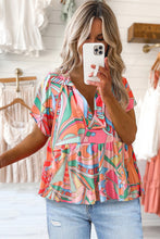 Load image into Gallery viewer, Multicolor Abstract Geometric Print Tassel Tie Flared Dress