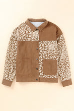 Load image into Gallery viewer, Brown Leopard Print Corduroy Long Sleeve Jacket