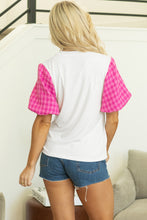 Load image into Gallery viewer, White Contrast Tweed Puff Sleeve Top