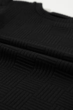 Load image into Gallery viewer, Black Textured Ruffled Sleeve Tee and Drawstring Shorts Set