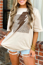 Load image into Gallery viewer, Apricot Lightning Leopard Print Graphic T Shirt