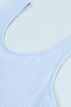 Load image into Gallery viewer, Sky Blue Textured U Neck Tank Top and High Waist Shorts Set