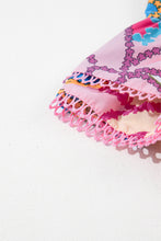 Load image into Gallery viewer, Multicolor Vibrant Floral Print Trimmed Ruffle Sleeve Blouse