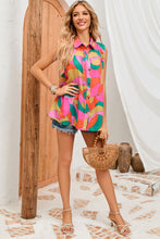 Load image into Gallery viewer, Multicolor Abstract Geometric Print Tassel Tie Flared Dress