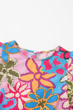 Load image into Gallery viewer, Multicolor Vibrant Floral Print Trimmed Ruffle Sleeve Blouse
