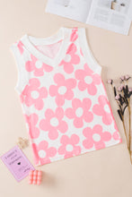 Load image into Gallery viewer, Pink Cute Flower Knitted V Neck Tank Top