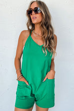 Load image into Gallery viewer, Bright Green Sleeveless Pocketed V Neck Jersey Romper