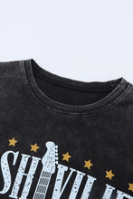 Load image into Gallery viewer, Black Mineral Wash NASHVILLE Vintage Graphic T Shirt